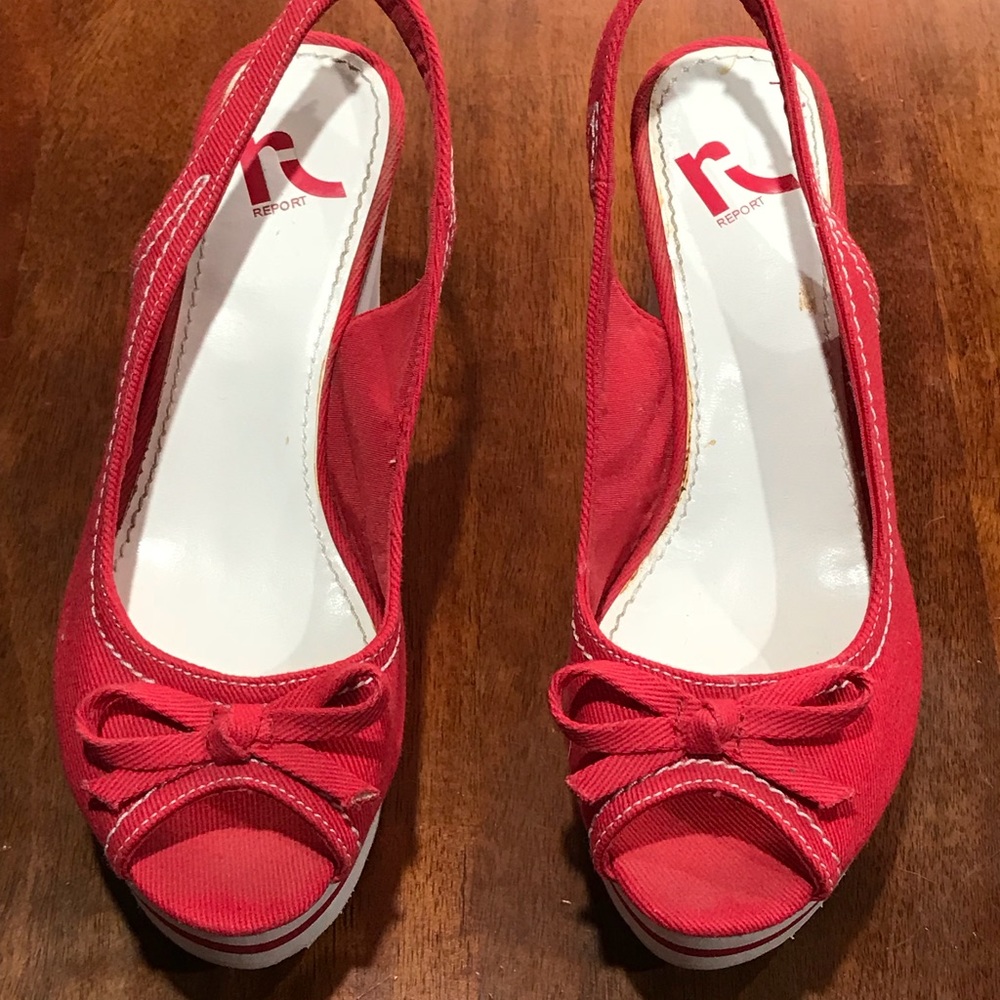 Report wedge sandals, size 8
